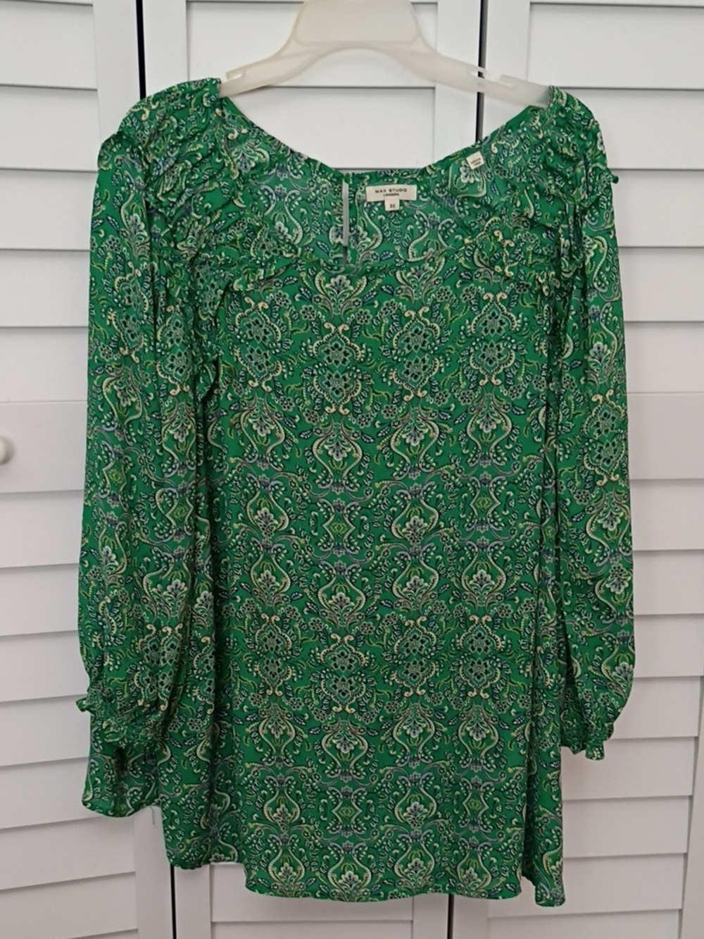 Max Studio Green Paisley Boho Tunic Top